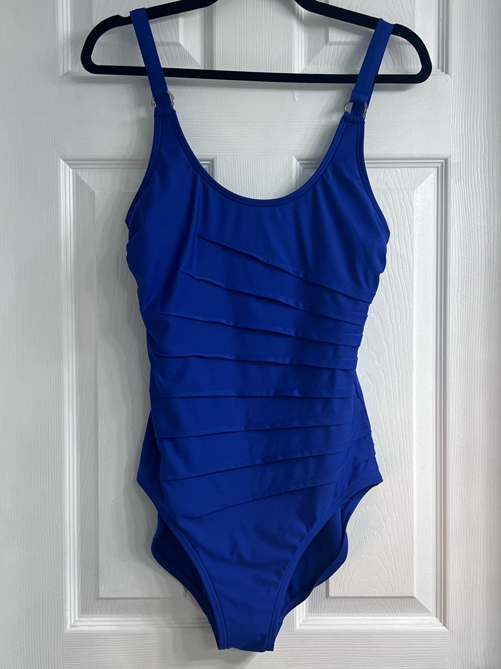 Calvin Klein Cobalt Blue Ruffled One-Piece Swimsuit